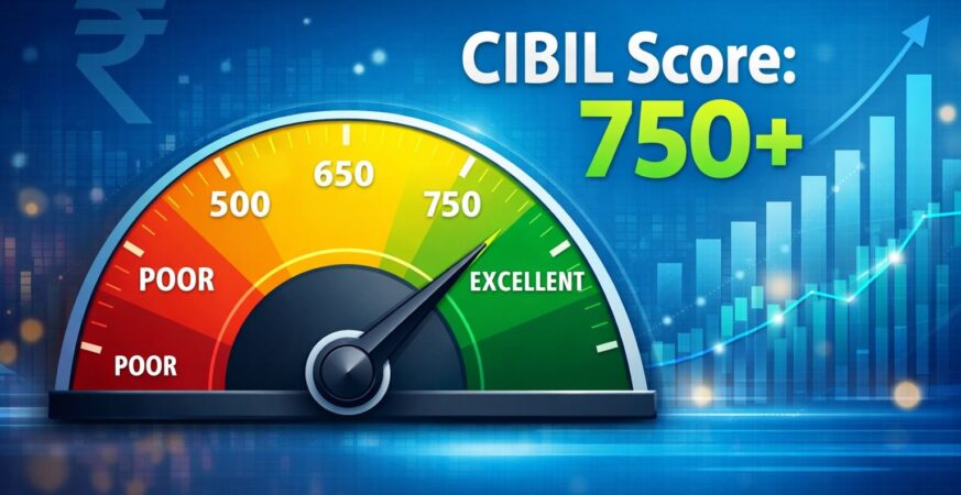 CIBIL स्कोर ऑनलाइन चेक करने की प्रक्रिया, मोबाइल स्क्रीन पर क्रेडिट स्कोर डैशबोर्ड