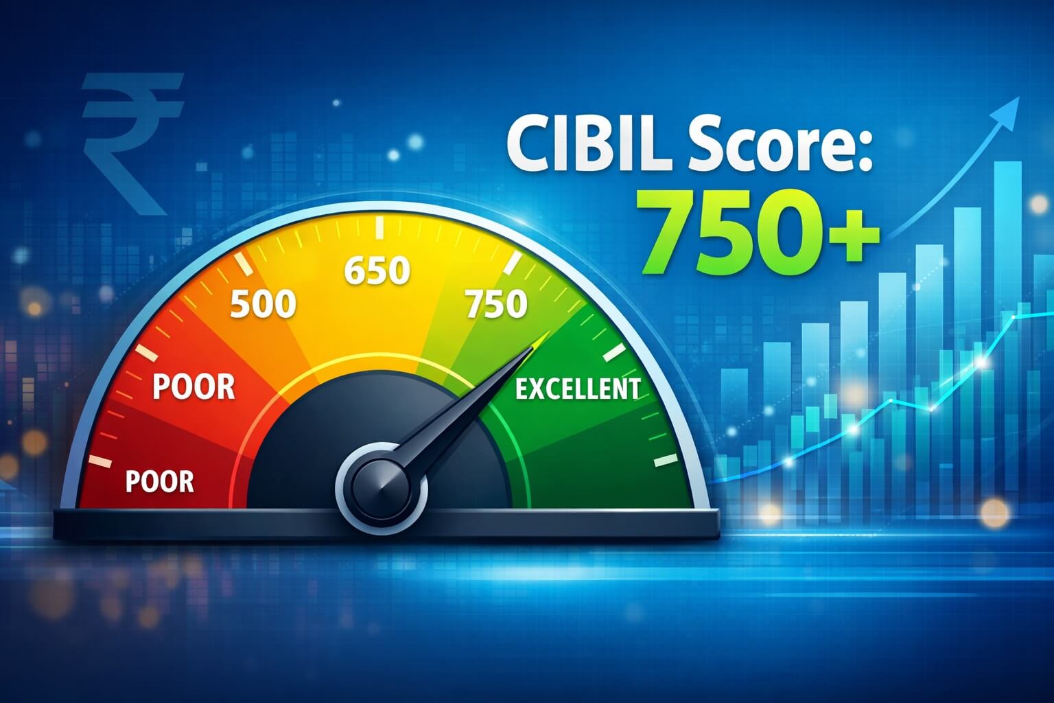 CIBIL स्कोर ऑनलाइन चेक करने की प्रक्रिया, मोबाइल स्क्रीन पर क्रेडिट स्कोर डैशबोर्ड