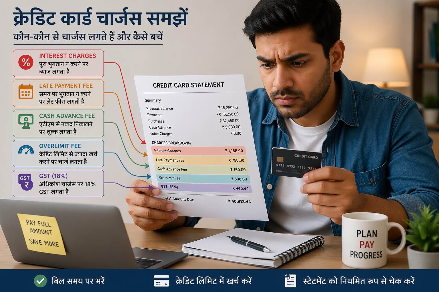 क्रेडिट कार्ड चार्जेस भारत में समझाया गया बिल ब्रेकडाउन