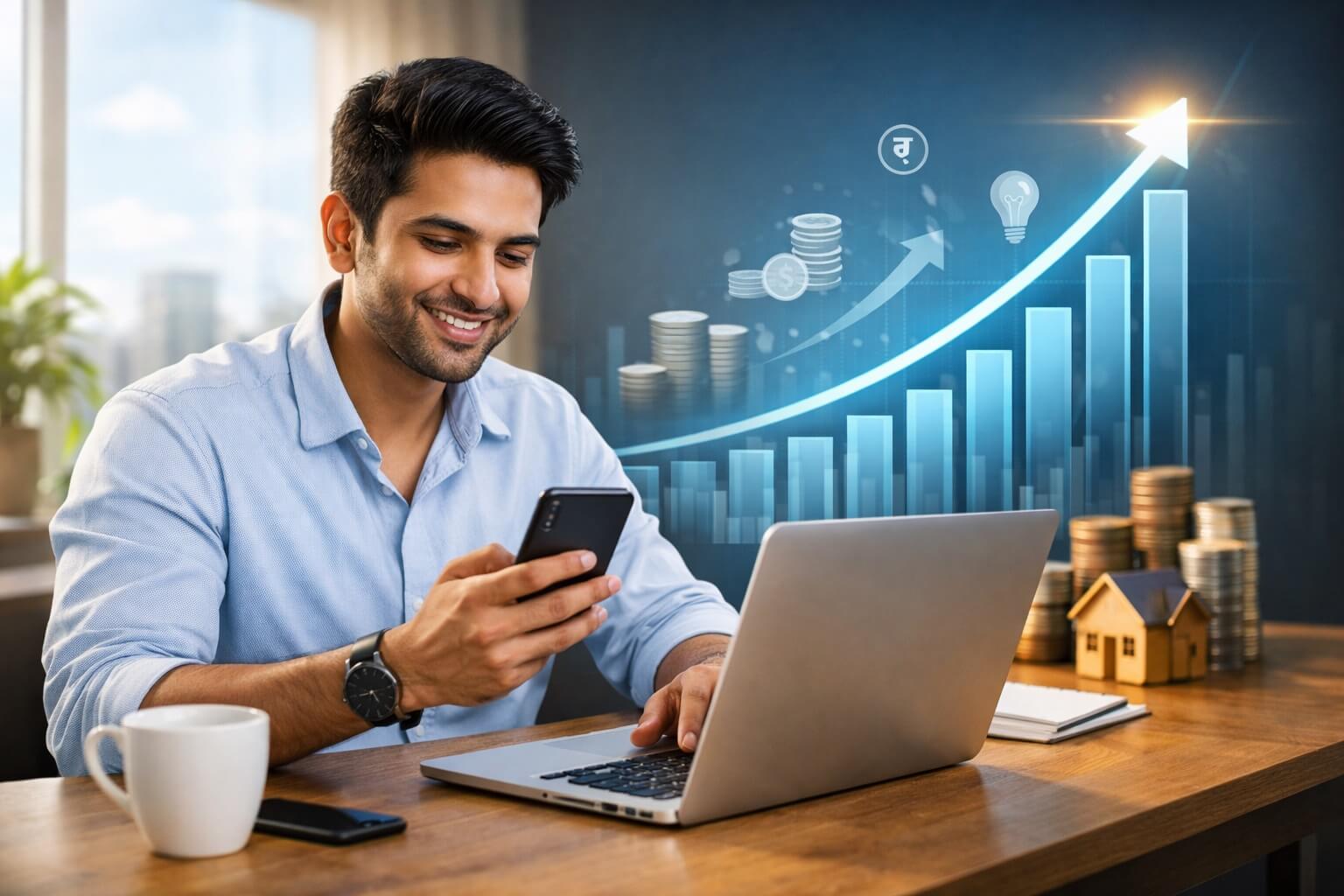 Investment kya hota hai concept showing indian person planning financial growth and wealth building