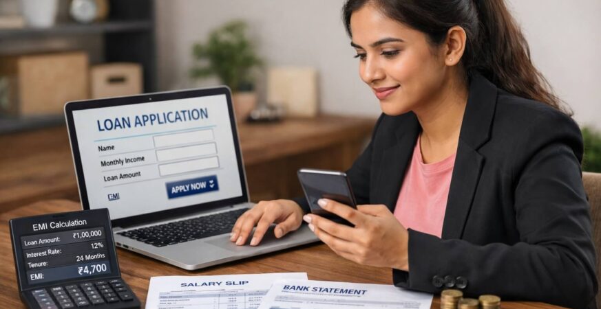 सैलरी पर लोन कैसे लें – भारतीय कर्मचारी ऑनलाइन पर्सनल लोन के लिए आवेदन करते हुए