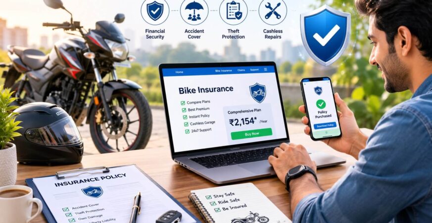 ऑनलाइन बाइक इंश्योरेंस खरीदते हुए भारतीय बाइक मालिक
