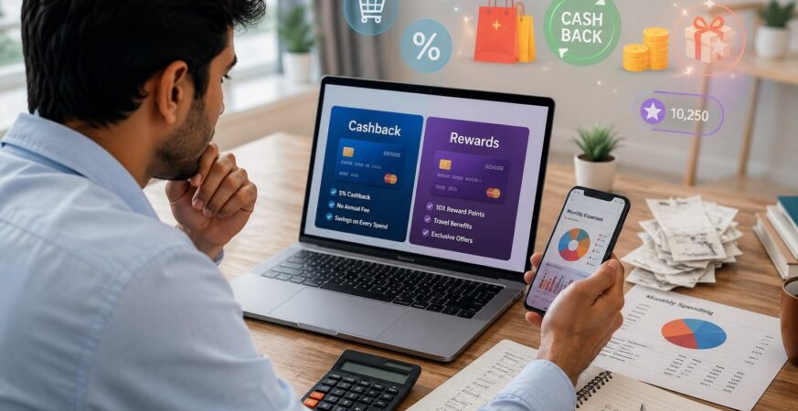 Cashback Card और Reward Card की तुलना करते हुए भारतीय उपयोगकर्ता