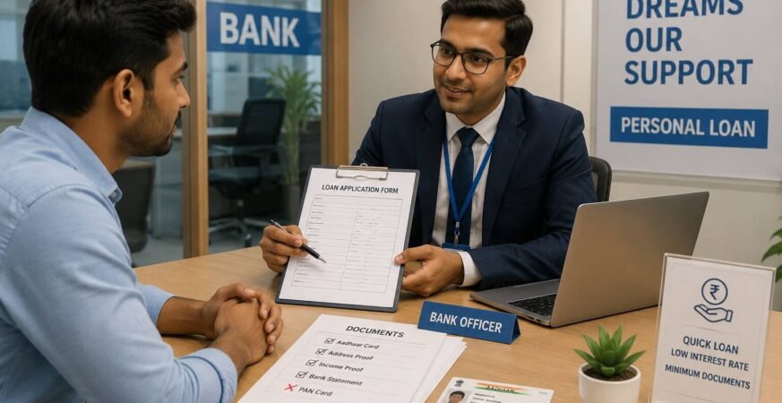 PAN Card के बिना Loan आवेदन की प्रक्रिया समझाते हुए दस्तावेज़ों के साथ व्यक्ति